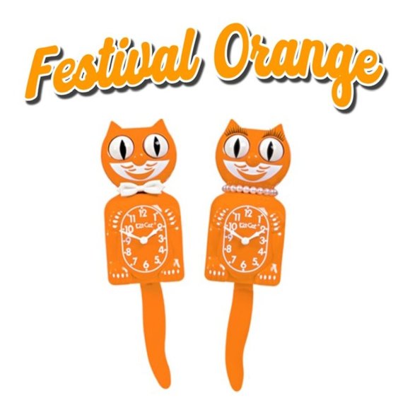 Festival Orange Lady Kit Kat Cat Klock Clock - Picture 2 of 2